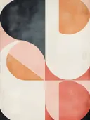 Minimalistische cirkelbogen in pastelroze en perzik, abstract schilderij