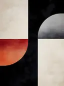 Minimalistisch abstract schilderij met kwadranten in zwart en rood