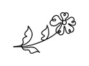 Minimalistische zwart-wit lijntekening van een bloem