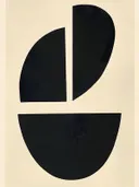Minimalistisch schilderij met zwarte bladvormen