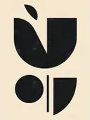 Minimalistisch schilderij met zwarte silhouetvormen