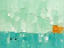 Abstract schilderij met het paletmes in mint en jade