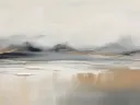 Minimalistisch mistig berglandschap in grijs en taupe