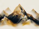 Berglandschap met gouden mist in inktstijl