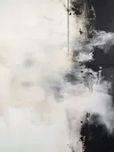Abstract schilderij met een zachte overgang van wit naar zwart.