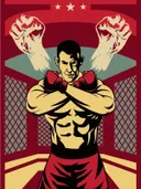 Poster van een MMA vechter in retrostijl