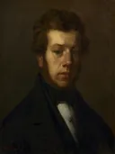 Monsieur Martin van Jean-Francois Millet: portret met man, jas en donkere achtergrond, in donkerbruin