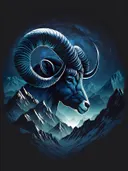 Mouflon met hoorns onder nachtelijke maan