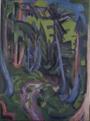 Mountain Forest Path van Ernst Ludwig Kirchner: landschap met bos