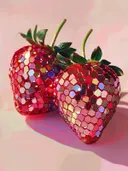 Aardbeien met mozaïek edelsteen-textuur