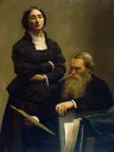 Mr and Mrs Edwin Edwards van Henri Fantin-Latour: portret met vrouw, man, staand en zittend, in donker met wit