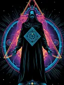 Gesluierde mysterieuze magiër met mystiek patroon