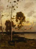 Na zonsondergang, landschap op Åland van Victor Westerholm: landschap met open water en avondlicht
