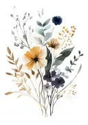 Schilderij van een nachtblauw bloemenboeket