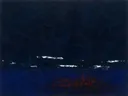 Abstract schilderij met het paletmes in nachtblauw en indigo
