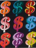 Negen kleurrijke dollartekens in rasterpatroon