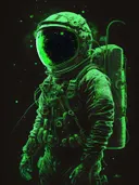 Astronaut in neon groen