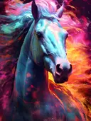 Neon gekleurde paardenkop
