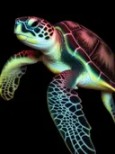 Zeeschildpad met neonkleuren