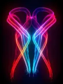 Gloeiend neonkleurig hartvormig lijnenpatroon
