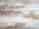 Minimalistisch nevelig abstract schilderij in beige en grijs