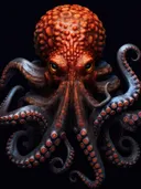 Vuurrode octopus met rode zuignappen
