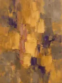 Abstract schilderij met het paletmes in oker en oud roze