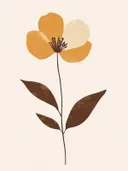 Schilderij met okerkleurige bloem op stengel