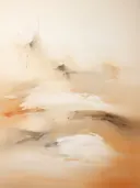 Okerkleurige zonsondergang boven de bergen, landschap schilderij