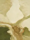 Schilderij: olijfgroene vormen in crème