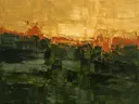 Abstract landschap in olijfzwart en oker