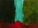 Abstract landschap in olijfzwart en turkoois