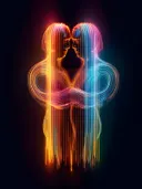 Twee abstracte gloeiende lichtfiguren