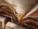 Schilderij van een opengeslagen antiek boek