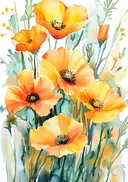 Schilderij van oranje Californische papavers