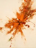 Schilderij: oranje explosie op licht doek