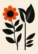 Grafisch schilderij van een oranje gerbera