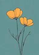 Illustratie van oranje klaprozen op turquoise achtergrond