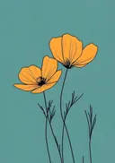 Lijntekening van oranje papavers