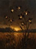 Orchidee in de weide in zwartgoud, schilderij van orchidee