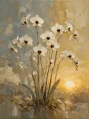 Orchidee in groepjes in ivoor, schilderij van orchidee