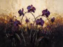 Orchidee in groepjes in violet, schilderij van orchidee
