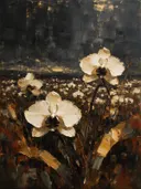 Orchidee in het landschap in ivoor, schilderij van orchidee
