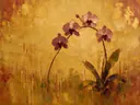 Orchidee in oudroze, schilderij van orchidee op de helling