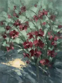 Orchidee in wijnmint, schilderij van orchidee van dichtbij