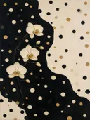 Schilderij van orchidee in zwart en gebroken wit, in vlakke kleurvlakken