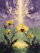 Orchidee onder de hemel in zwavelviolet, schilderij van orchidee onder de hemel