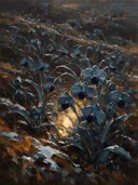 Orchidee op de helling in leisteen, schilderij van orchidee op de helling