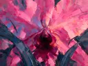 Orchidee van dichtbij in fuchsia, schilderij van orchidee van dichtbij