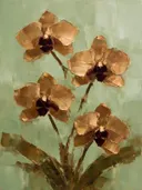 Orchidee van dichtbij in kopergloed, schilderij van orchidee van dichtbij